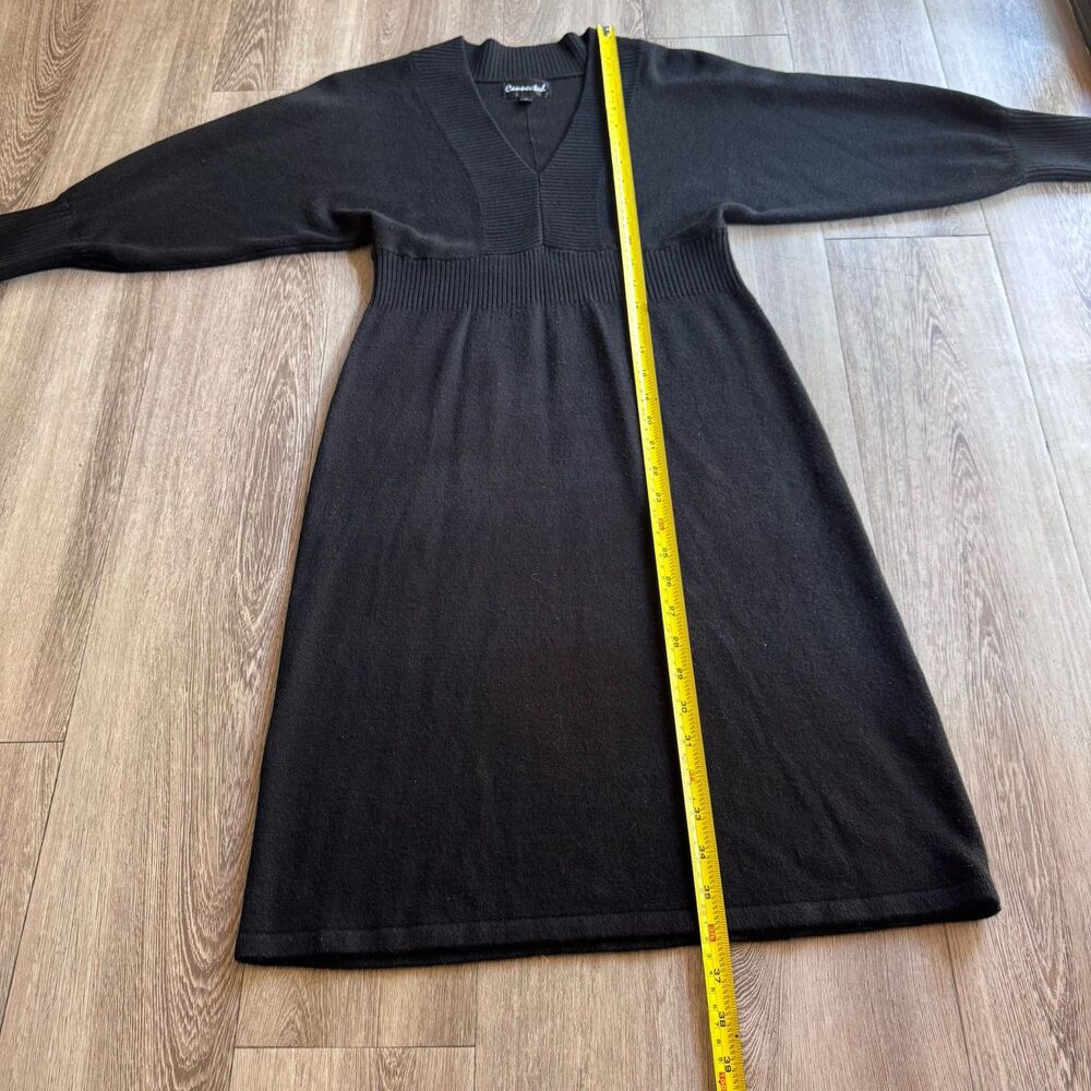 Connected Winter Sweater Dress Sz S Black 3/4 Bell Sleeve Stretch Minimalist - Picture 7 of 10
